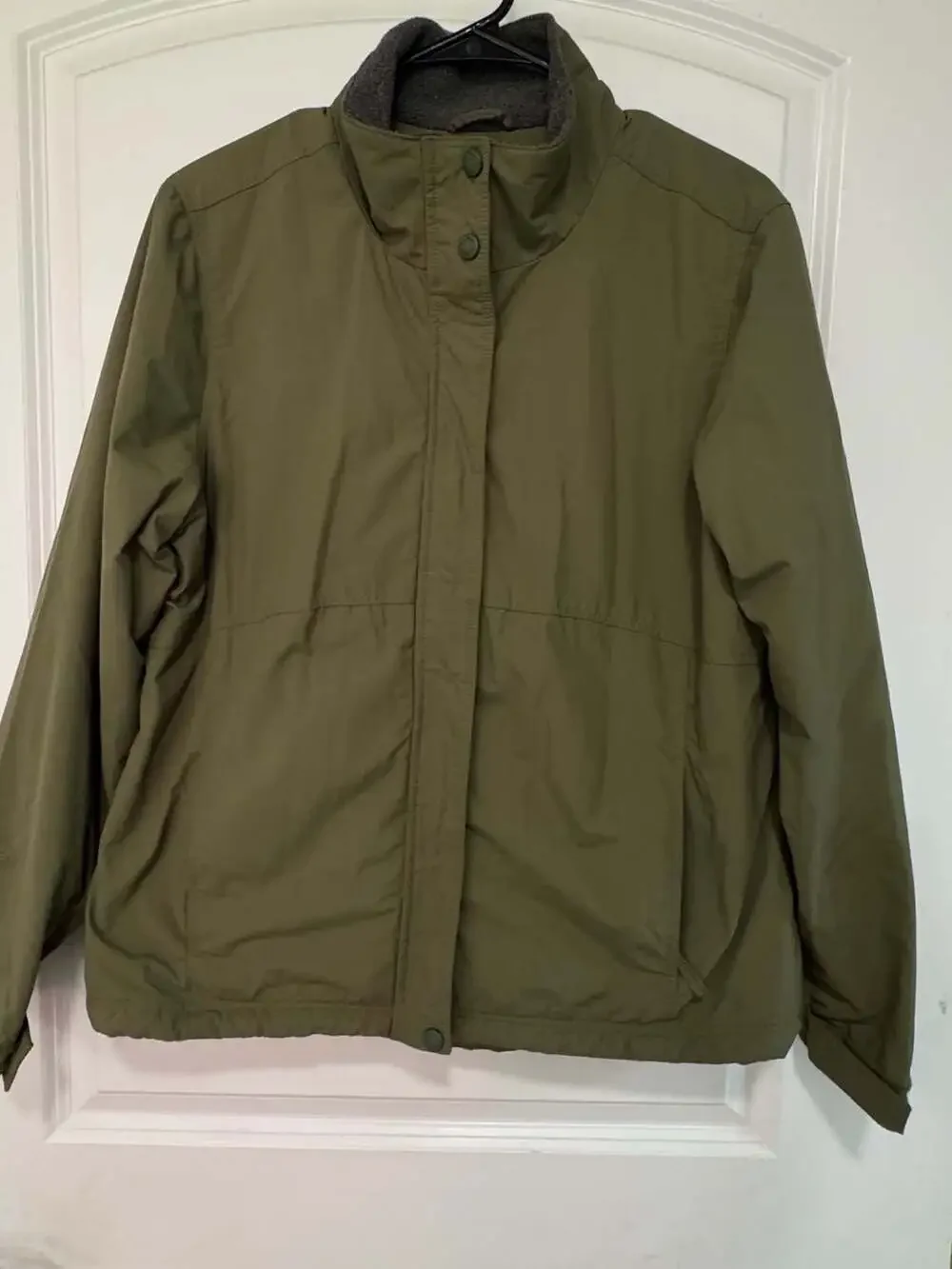 L.L.Bean Olive Fleece Lined Jacket Women’s Large Outdoor Utility Coat
